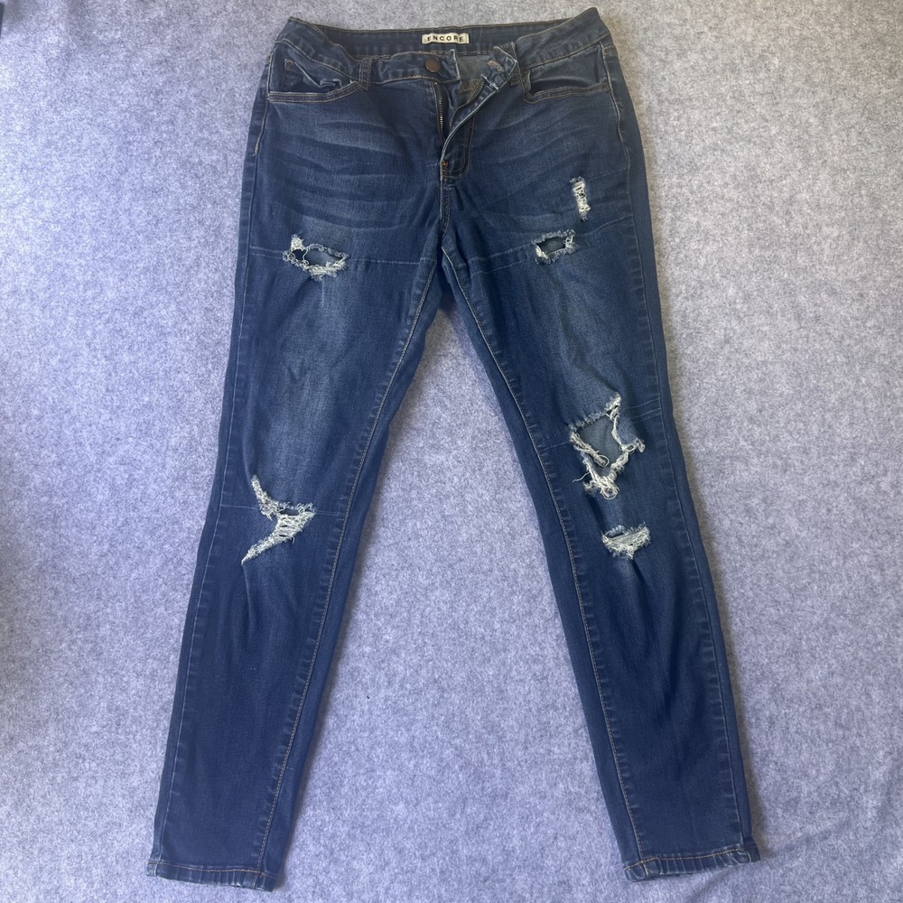 Encore 9931R Skinny‎ Jeans 13 Blue Distressed Ripped Denim